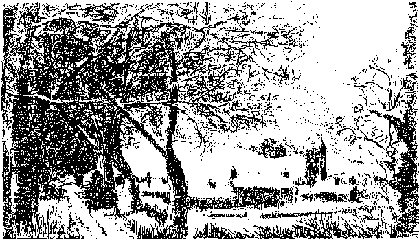 Line drawing of village