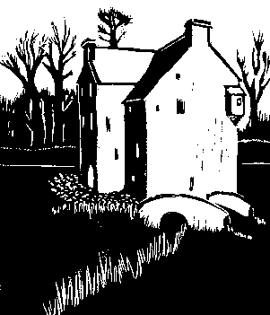 Linocut of Keltie Castle 5.44kb